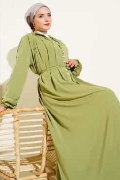 Brit Buttoned Tie Dress al por mayor dress - Hicabistan fábrica Turquía