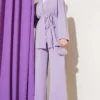 Buttoned Tie Belt Tunic Set Lilac