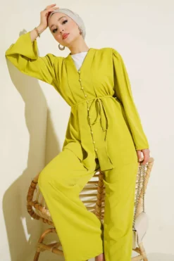 Alternative view of Buttoned Tie Belt Tunic Set