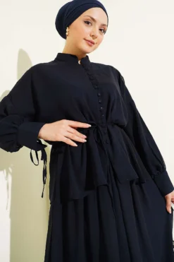 Alternative view of Brit Buttoned Chiffon Skirt Set Navy Blue