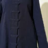 Brit Buttoned Linen Tunic Set Navy Blue en gros clothing set view 4 - Hicabistan usine Turquie