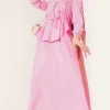 Brit Buttoned Pleated Skirt Set Pink groothandel clothing set view 2 - Hicabistan Turkije fabriek