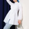 Brit Buttoned Pleated Tunic White