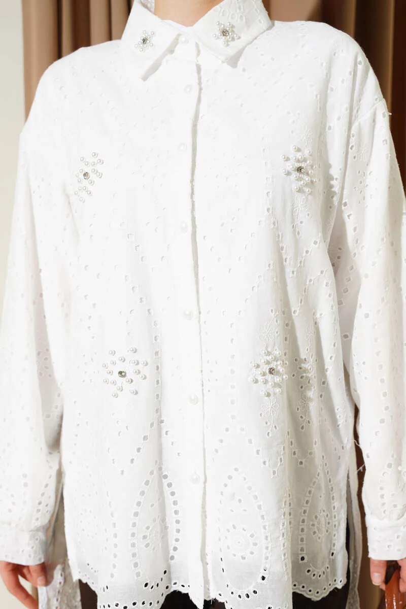 Embroidered Pearl Tunic White - Image 4