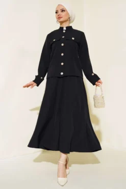 Pocket Detail Two-Piece Set Black