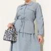 Pocket Flap Waist Tunic Skirt Set Grey en gros clothing set view 2 - Hicabistan usine Turquie