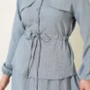 Pocket Flap Waist Tunic Skirt Set Grey en gros clothing set view 4 - Hicabistan usine Turquie
