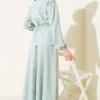 Pocket Flap Waist Tunic Skirt Set Mint بالجملة clothing set view 3 - Hicabistan مصنع تركيا