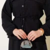 Pocket Flap Waist Tunic Skirt Set Black wholesale clothing set view 4 - Hicabistan Turkey factory