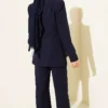 Blazer Jacket with Pocket Two-Piece Set Navy Blue wholesale clothing set view 3 - Hicabistan Turkey factory