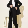 Blazer Jacket with Pocket Two-Piece Set Black all'ingrosso clothing set - Hicabistan fabbrica Turchia