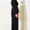 Pocket Flap Belted Jacket Set Black بالجملة clothing set view 3 - Hicabistan مصنع تركيا