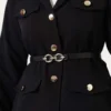 Pocket Flap Belted Jacket Set Black بالجملة clothing set view 4 - Hicabistan مصنع تركيا
