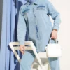 Stone Button Denim Two-Piece Set Blue wholesale clothing set view 2 - Hicabistan Turkey factory