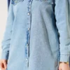 Stone Button Denim Two-Piece Set Blue wholesale clothing set view 4 - Hicabistan Turkey factory