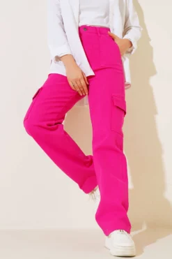 Cargo Pants with Pockets Fuchsia