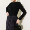 Draped Collar Patterned Two-Piece Set Black al por mayor clothing set view 2 - Hicabistan fábrica Turquía