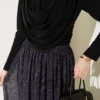 Draped Collar Patterned Two-Piece Set Black al por mayor clothing set view 4 - Hicabistan fábrica Turquía