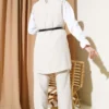 Button Detail Belted Three-Piece Set Stone en gros clothing set view 3 - Hicabistan usine Turquie