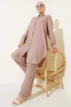 Alternative view of Buttoned Tree Bark Two-Piece Set