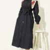 Buttoned Scarf Long Tunic Navy Blue wholesale tunic - Hicabistan Turkey factory