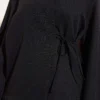 Buttoned Tied Waist Double Skirt Set Black al por mayor clothing set view 4 - Hicabistan fábrica Turquía