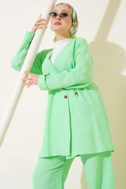 Alternative view of Buttoned Belted Muslin Two-Piece Set