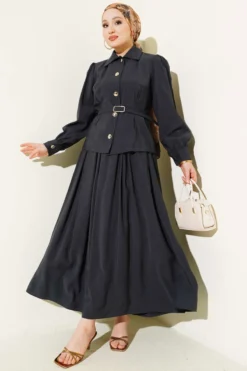 Buttoned Pants Detailed Modal Skirt Set