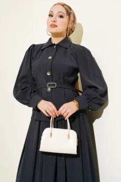 Alternative view of Buttoned Pants Detailed Modal Skirt Set