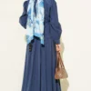 Buttoned Pants Detailed Modal Skirt Set Navy Blue all'ingrosso clothing set view 3 - Hicabistan fabbrica Turchia