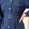 Buttoned Pants Detailed Modal Skirt Set Navy Blue all'ingrosso clothing set view 4 - Hicabistan fabbrica Turchia