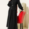 Buttoned Pants Detailed Modal Skirt Set Black all'ingrosso clothing set - Hicabistan fabbrica Turchia