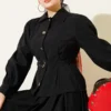 Buttoned Pants Detailed Modal Skirt Set Black all'ingrosso clothing set view 2 - Hicabistan fabbrica Turchia
