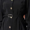 Buttoned Pants Detailed Modal Skirt Set Black all'ingrosso clothing set view 4 - Hicabistan fabbrica Turchia