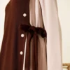 Buttoned Side Tied Crew Neck Dress Brown wholesale dress view 4 - Hicabistan Turkey factory