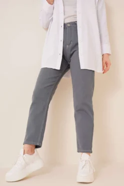 Alternative view of Straight Boyfriend Open Denim Pants Petrol
