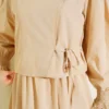 Lace Detailed Poplin Dress Beige wholesale dress view 4 - Hicabistan Turkey factory