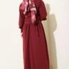 Lace Detailed Poplin Dress Burgundy al por mayor dress view 3 - Hicabistan fábrica Turquía