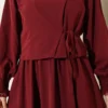 Lace Detailed Poplin Dress Burgundy al por mayor dress view 4 - Hicabistan fábrica Turquía