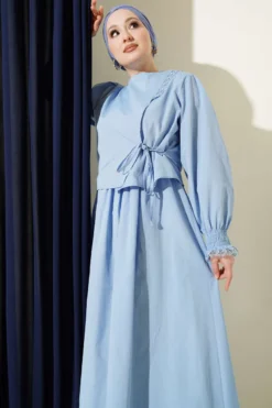 Lace Detailed Poplin Dress en gros dress view 2 - Hicabistan usine Turquie