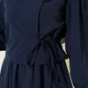 Lace Detailed Poplin Dress Navy Blue wholesale dress view 4 - Hicabistan Turkey factory