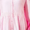 Lace Trim Buttoned Midi Dress Pink wholesale dress view 4 - Hicabistan Turkey factory