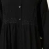 Lace Trim Buttoned Midi Dress Black wholesale dress view 4 - Hicabistan Turkey factory
