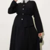Lace Collar Skirt Set Black al por mayor clothing set view 2 - Hicabistan fábrica Turquía