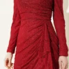 Lace Ruched Stone Embellished Evening Dress Burgundy Großhandel dress view 4 - Hicabistan Türkei Fabrik