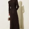 Lace Ruched Stone Embellished Evening Dress Brown Großhandel dress view 3 - Hicabistan Türkei Fabrik