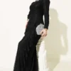 Lace Ruched Stone Embellished Evening Dress Black wholesale dress view 2 - Hicabistan Turkey factory