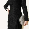 Lace Ruched Stone Embellished Evening Dress Black wholesale dress view 4 - Hicabistan Turkey factory