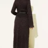 Lace Belted Dress Brown wholesale dress view 3 - Hicabistan Turkey factory