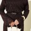 Lace Belted Dress Brown wholesale dress view 4 - Hicabistan Turkey factory